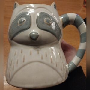 Whimsical Raccoon Ceramic Mug - Gray and Cream